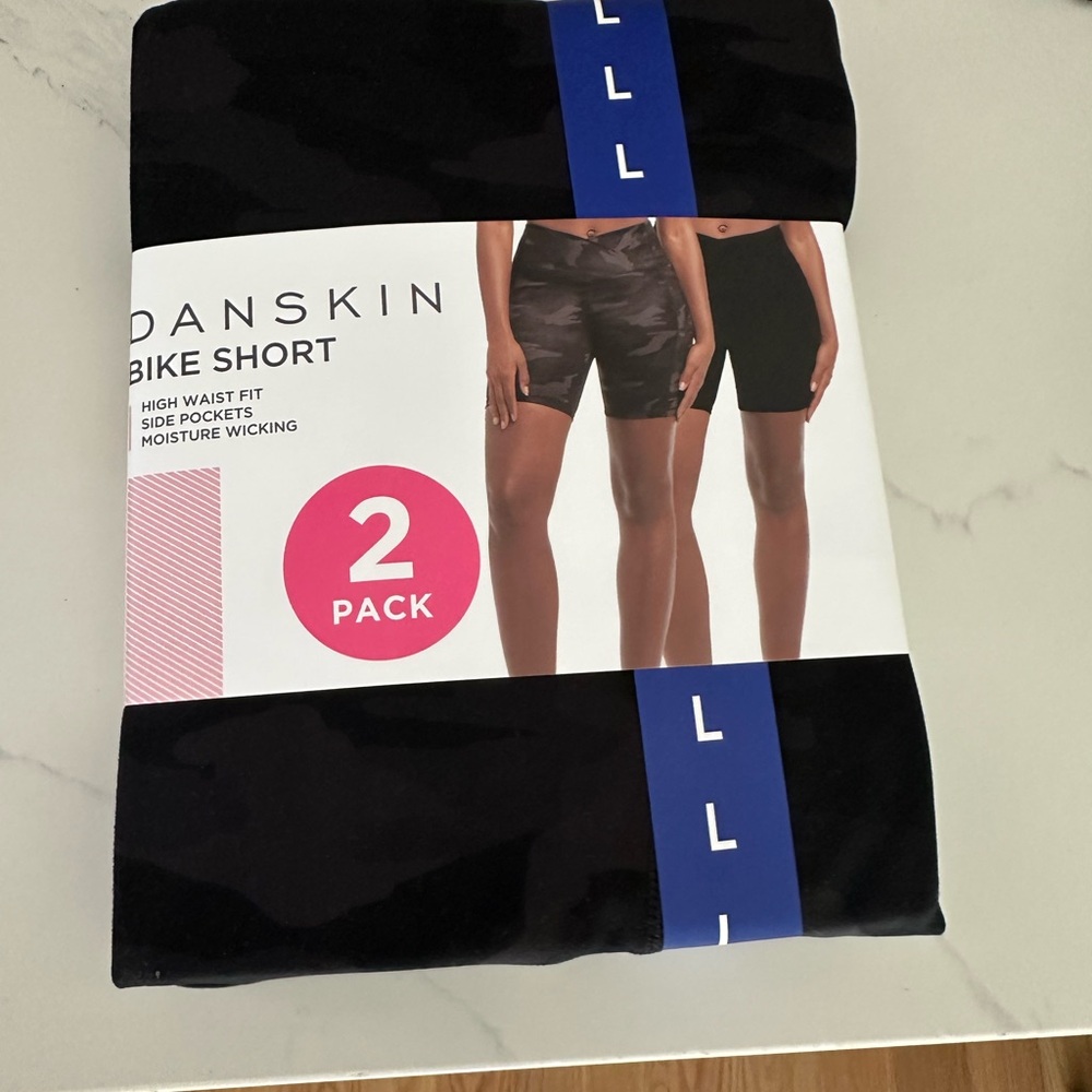 Danskin Black Athletic Bike  Shorts 2-Pack size L NEW